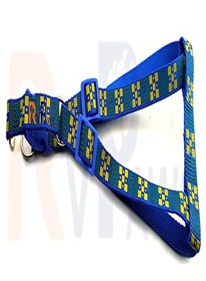 Pups&Pets طقم سرج ومقود قابل للتعديل من النايلون الناعم المطبوع من Pups&Pets للحيوانات الأليفة، مناسب للجراء والقطط والقطط الصغيرة - (15 مم، أزرق) صغير - Image 4